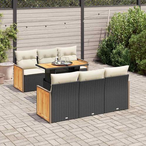 vidaXL 7-delige Loungeset met kussens poly rattan acacia, Tuin en Terras, Tuinsets en Loungesets, Loungeset, Nieuw, Rotan, Verzenden