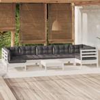 vidaXL 8-delige Loungeset met kussens grenenhout wit, Tuin en Terras, Tuinsets en Loungesets, Verzenden, Nieuw, 8 zitplaatsen