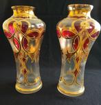 Vaas - Glas - Set van 2 Art Deco vazen, Antiek en Kunst, Antiek | Glas en Kristal