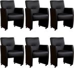 Set van 6 Zwarte leren moderne eetkamerfauteuils - Toledo Le, Nieuw, Vijf, Zes of meer stoelen, Landelijk, Leer