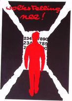 Vintage poster tegen de volkstelling in 1971 (lijst optie), Verzenden, Nieuw, Overige onderwerpen, Met lijst
