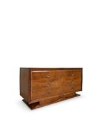 Ladekast - Hout, Glas, Messing, Walnoot - Art Deco