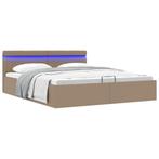 vidaXL Bedframe met opslag en LED kunstleer cappuccino, Overige materialen, Eenpersoons, Bruin, Verzenden