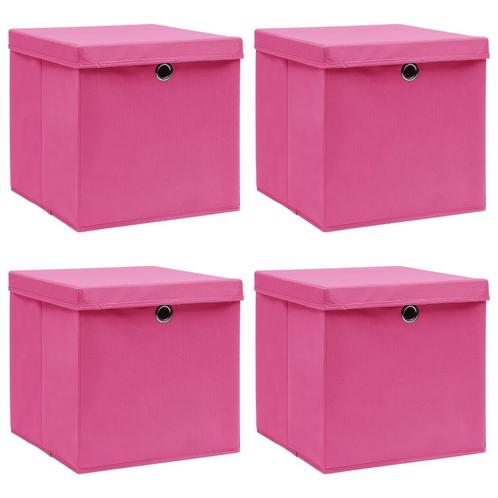vidaXL Opbergboxen met deksel 4 st 32x32x32 cm stof roze, Huis en Inrichting, Woonaccessoires | Kisten, Nieuw, Verzenden