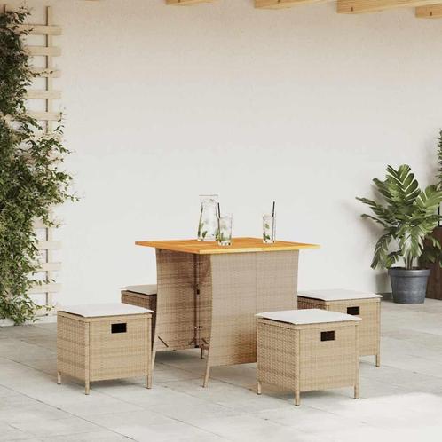 vidaXL 5-delige Tuinset met kussens poly rattan beige, Tuin en Terras, Tuinsets en Loungesets, Tuinset, Nieuw, Rotan, Verzenden