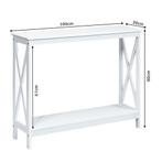 X-vormige Smalle Consoletafel met 2 Planken 100 x 30 x 80 cm