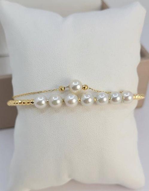 Armband - 18 karaat Geel goud - 5,5x6mm Akoya Parels, Sieraden, Tassen en Uiterlijk, Armbanden