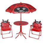 vidaXL 3-delige Bistroset voor kinderen met parasol rood, Tuin en Terras, Tuinsets en Loungesets, Verzenden, Nieuw, Textileen