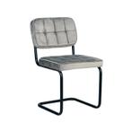 LABEL51 - Eetkamerstoel Vince - Grijs Fluweel - Zwart Metaal, Huis en Inrichting, Stoelen, Nieuw, Grijs, Industrieel, Twee