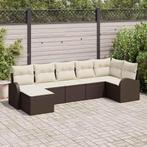 vidaXL Tuin Sofa Set 7 pcs Bruin Poly riet, Tuin en Terras, Verzenden, Nieuw, Rotan