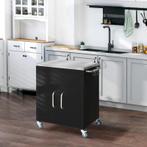 TRUUSK Keukentrolley met Wielen - Serveerwagen met Kast - Ha, Huis en Inrichting, Tafels | Bijzettafels, Verzenden, Nieuw