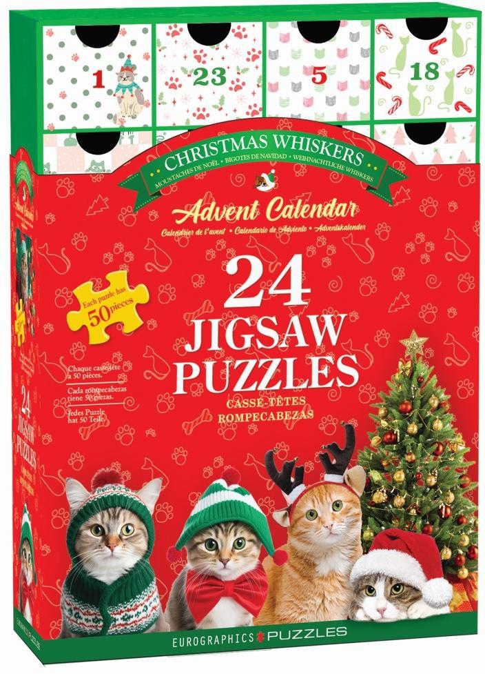 Puzzle Adventskalender - Christmas Whiskers Puzzel (24x50, Hobby en Vrije tijd, Denksport en Puzzels, Nieuw, Verzenden