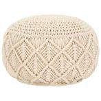 vidaXL Poef macramé handgemaakt 45x30 cm katoen, Verzenden, Nieuw