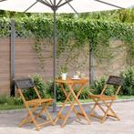 vidaXL 3-delige Bistroset poly rattan en massief hout zwart, Tuin en Terras, Tuinsets en Loungesets, Verzenden, Nieuw, Hardhout