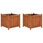 vidaXL Plantenbakken verhoogd 2 st 50x50x50 cm vurenhout, Verzenden, Minder dan 60 cm, Nieuw, Hout