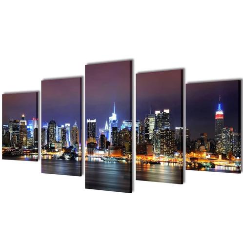 vidaXL Canvas muurdruk set Kleurrijke New York skyline 100 x, Huis en Inrichting, Woonaccessoires | Schilderijen, Tekeningen en Foto's