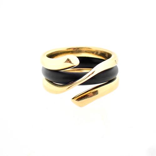 18 Krt. Bicolor gouden ring; Georg Jensen | 3-delig (uniek), Sieraden, Tassen en Uiterlijk, Ringen, Dame, Overige kleuren, Kleiner dan 17