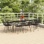 vidaXL 9-delige Tuinset poly rattan zwart, Nieuw, 8 zitplaatsen, Tuinset, Verzenden