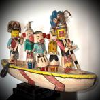 sculptuur, Gd Pirogue Kachina - Hopi 63 cm - 40 cm - Hout, Antiek en Kunst