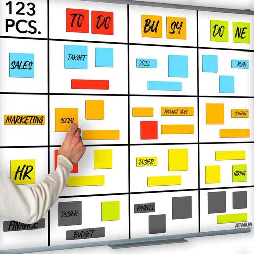 Scrum magneten set voor whiteboard 123-delig, Zakelijke goederen, Kantoor en Winkelinrichting | Kantoorartikelen, Verzenden
