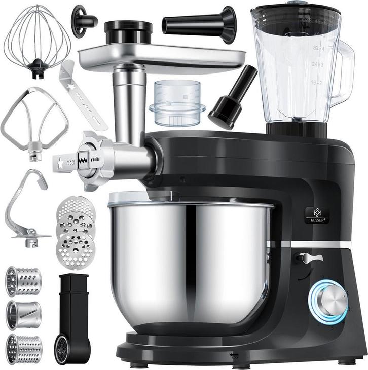 KESSER® 3-in-1 keukenmachine - Kneedmachine - 5,5L - Zwart •, Witgoed en Apparatuur, Overige Witgoed en Apparatuur, Nieuw, Verzenden