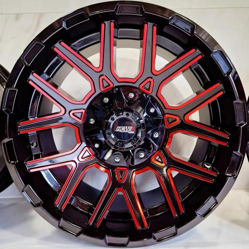 20 inch 6x135 / 6x139.7 HCW Racing F20B Gloss Black Red, Auto-onderdelen, Banden en Velgen, Velg(en), Nieuw, 20 inch, Ophalen of Verzenden