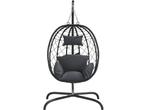 vidaXL Hangstoel met kussen poly rattan en staal, Huis en Inrichting, Stoelen, Verzenden, Zo goed als nieuw