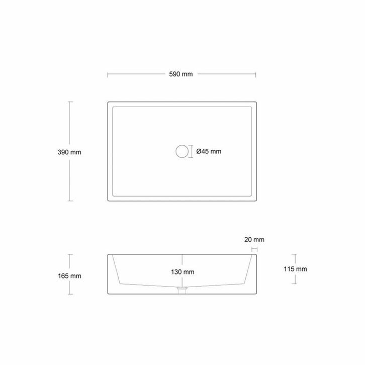 Opzet Wastafel  Immissio Beton 60x40x17 cm ( 6 Kleuren), Doe-het-zelf en Verbouw, Sanitair, Ophalen of Verzenden