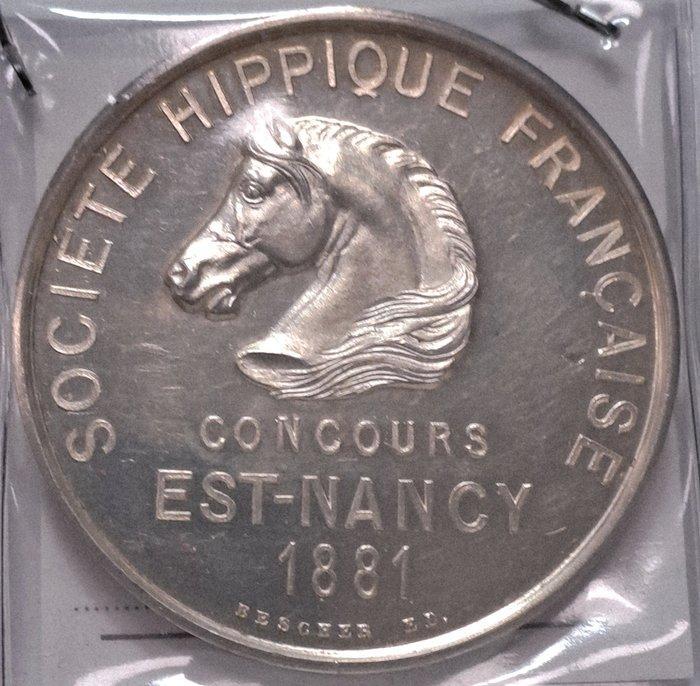 Frankrijk. Societa Ippica Francese.Medaglia in argento 1881, Postzegels en Munten, Munten en Bankbiljetten | Toebehoren