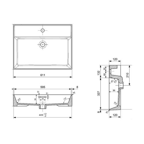 Wastafel AQS Cloud Zonder Kraangat 60x46,6 cm met Overloop, Doe-het-zelf en Verbouw, Sanitair, Ophalen of Verzenden