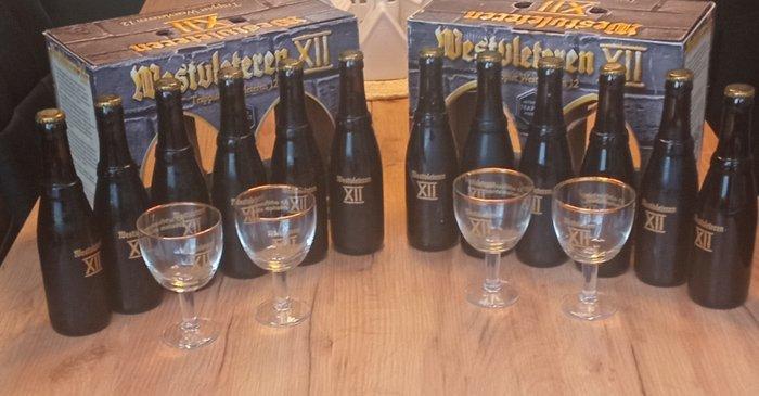 Westvleteren - XII Brickbox met brillen - 33cl - 12 flessen, Verzamelen, Wijnen
