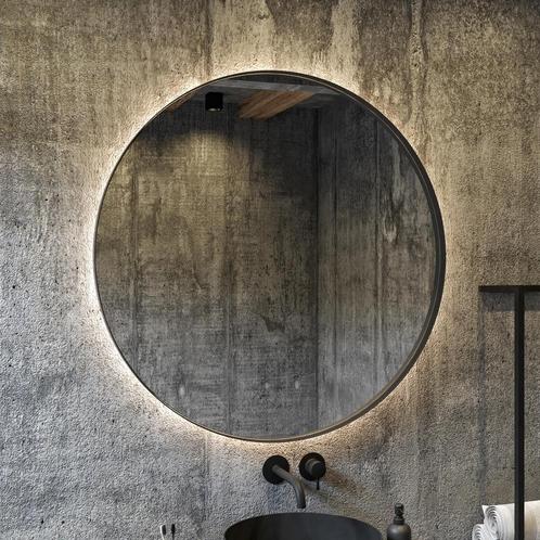 Spiegel BWS Star Rond met LED 80 cm Mat Zwart, Doe-het-zelf en Verbouw, Sanitair, Bad, Nieuw, Ophalen of Verzenden