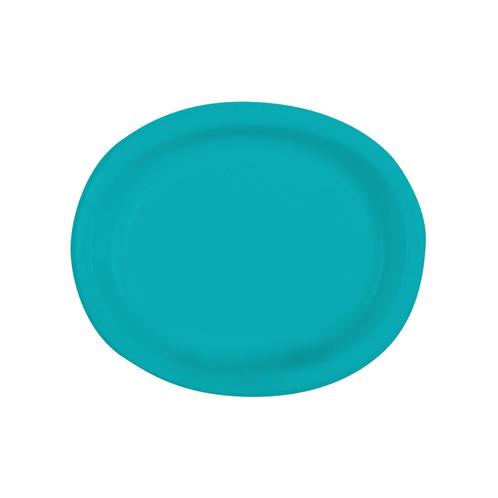 Turquoise Borden Ovaal 31cm 8st, Hobby en Vrije tijd, Feestartikelen, Nieuw, Verzenden