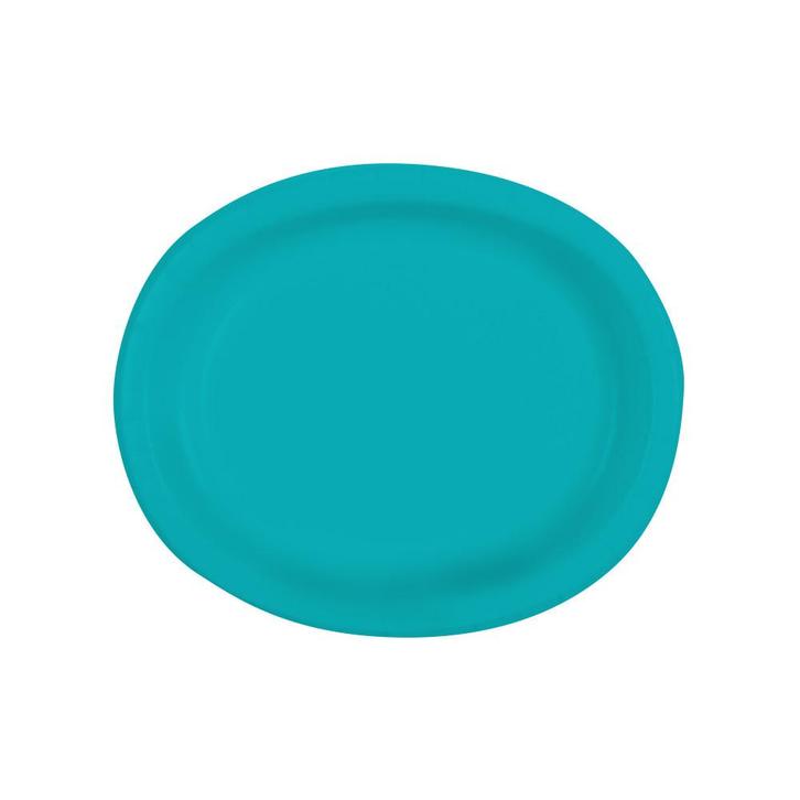 Turquoise Borden Ovaal 31cm 8st, Hobby en Vrije tijd, Feestartikelen, Nieuw, Verzenden
