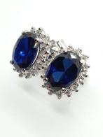 Zonder minimumprijs - Oorbellen - 18 karaat Witgoud Saffier, Nieuw