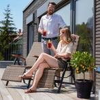 Wicker tuinstoel opklapbaar met aluminium frame en voetsteun, Tuin en Terras, Tuinsets en Loungesets, Nieuw, Verzenden