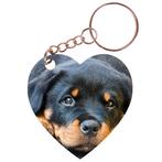 Sleutelhanger hartje 5x5cm - Rottweiler Hond Liggend op Klee, Verzamelen, Sleutelhangers, Ophalen of Verzenden, Nieuw