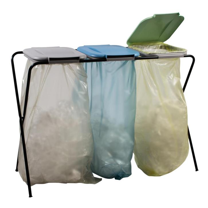 Practo Home vuilniszakhouder driedelig 60-130 ltr - zwart, Huis en Inrichting, Woonaccessoires | Prullenbakken, Nieuw, Verzenden