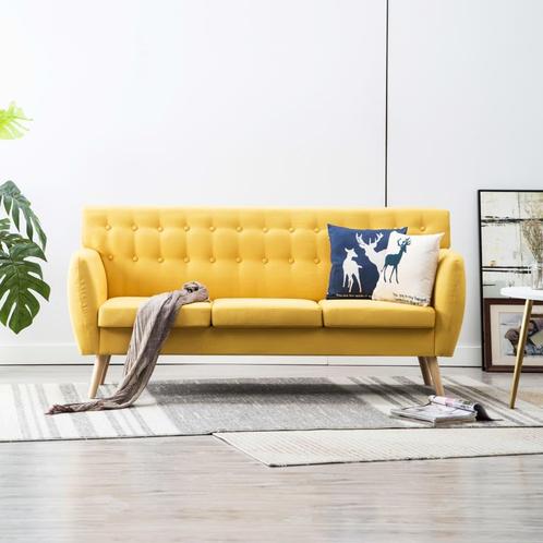 vidaXL Driezitsbank 172x70x82 cm stof geel, Huis en Inrichting, Banken | Bankstellen, Nieuw, 150 tot 200 cm, Stof, Driepersoons
