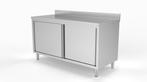 RVS Werkbank, Werktafel met schuifdeuren en met of zonder
