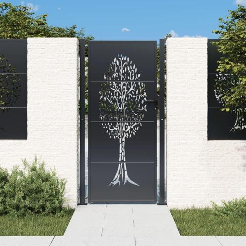 vidaXL Poort 105x180 cm met boomontwerp staal, Tuin en Terras, Tuinpoorten, Nieuw, Verzenden