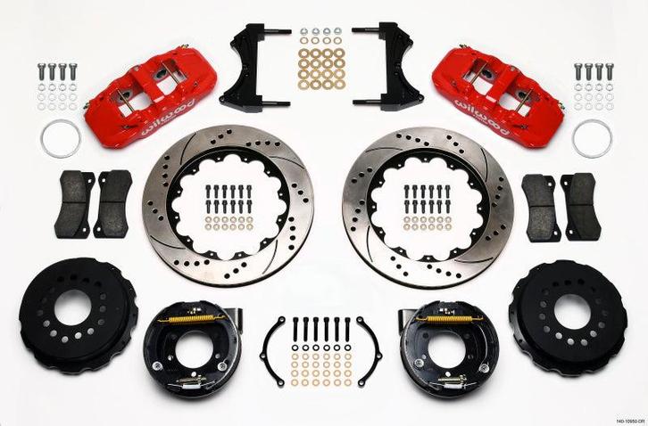 Wilwood AERO4 Rear P-Brake Kit 14.00in Drill Red 2005-2014, Auto-onderdelen, Remmen en Aandrijving, Ophalen of Verzenden