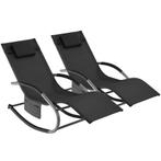 Ligstoel Taya, ergonomisch, schommelfunctie - zwart, Set van, Tuin en Terras, Verzenden, Nieuw