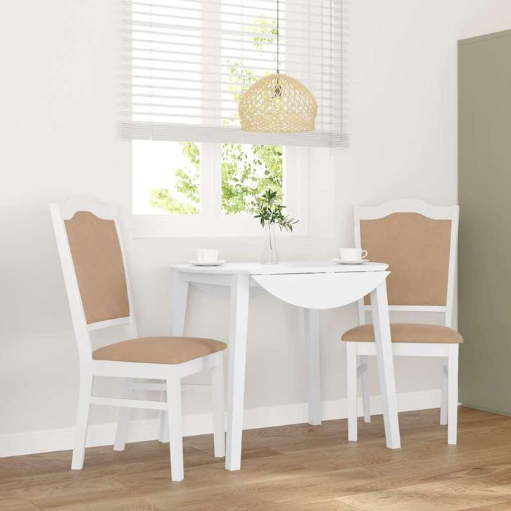 vidaXL Eetkamerstoelen met kussens 2 stuks wit massief hout, Huis en Inrichting, Stoelen, Wit, Nieuw, Verzenden