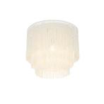 Oosterse plafondlamp goud crème kap met franjes - Franxa, Nieuw, Overige materialen, Oosters