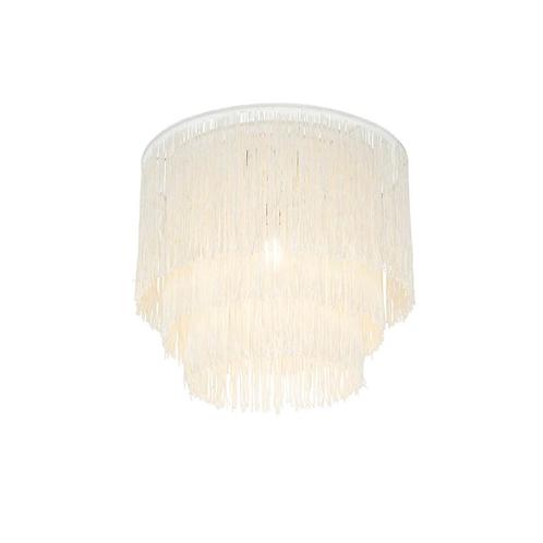 Oosterse plafondlamp goud crème kap met franjes - Franxa, Huis en Inrichting, Lampen | Plafondlampen, Nieuw, Overige materialen