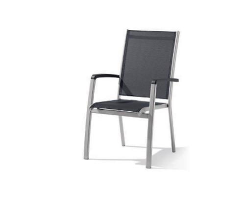 Sieger Bodega stapelbare aluminium tuinstoel - Grafiet/grijs, Tuin en Terras, Tuinstoelen, Ophalen of Verzenden