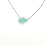 Halsketting - 18 karaat Witgoud Paraiba toermalijn - Diamant, Sieraden, Tassen en Uiterlijk, Kettingen, Nieuw