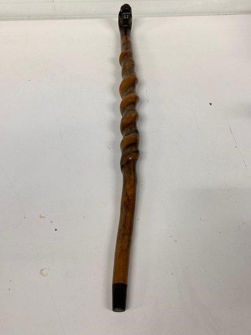 Wandelstok - TIjgerhoofd - Hout, Antiek en Kunst, Antiek | Overige Antiek
