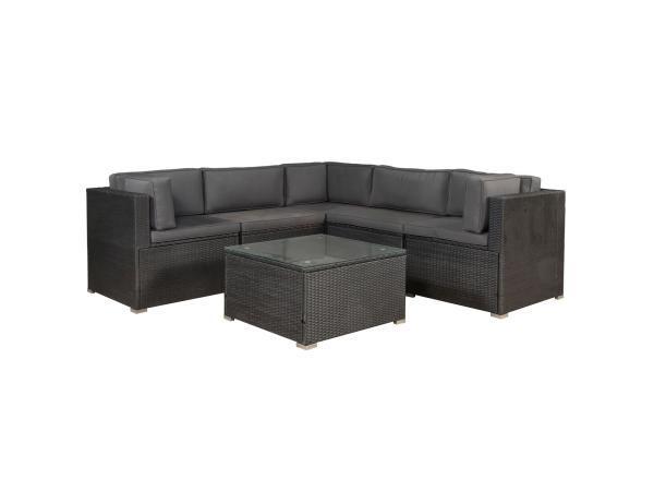 Veiling - Loungeset Nassau - Polyrotan - Zwart, Tuin en Terras, Tuinsets en Loungesets